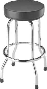 Show details for Chair - Bar Stool Chrome W/Black Seat Picture of Chair - Bar Stool Chrome W/Black Seat