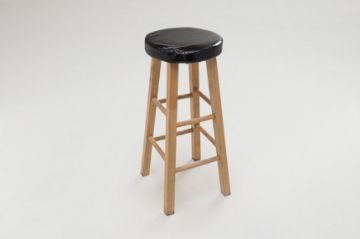 Show details for Chair - Bar Stool Natural W/Black Padded Seat Picture of Chair - Bar Stool Natural W/Black Padded Seat