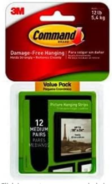 Show details for Command Hooks 12lb 12Pair-BK/Wht Medium Refill Strips Picture of Command Hooks 12lb 12Pair-BK/Wht Medium Refill Strips