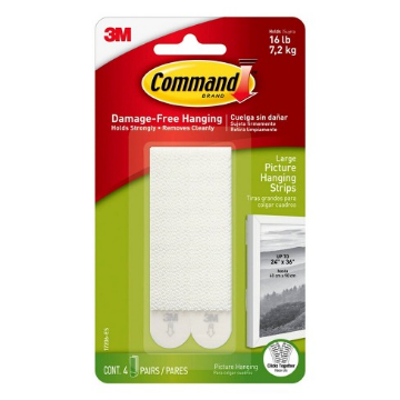 Show details for Command - Lg Picture Hanging Strips -15 lb.- White - 4 Pairs Picture of Command - Lg Picture Hanging Strips -15 lb.- White - 4 Pairs
