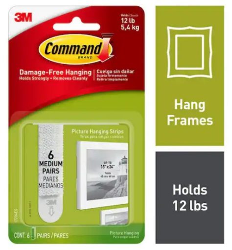 Picture of Command Hooks 12lb 6PK -Wht  Medium Refill Strips