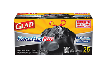 Show details for Trash Bag - Glad HD 30 GALLON 25 ct               force flex liner Picture of Trash Bag - Glad HD 30 GALLON 25 ct               force flex liner